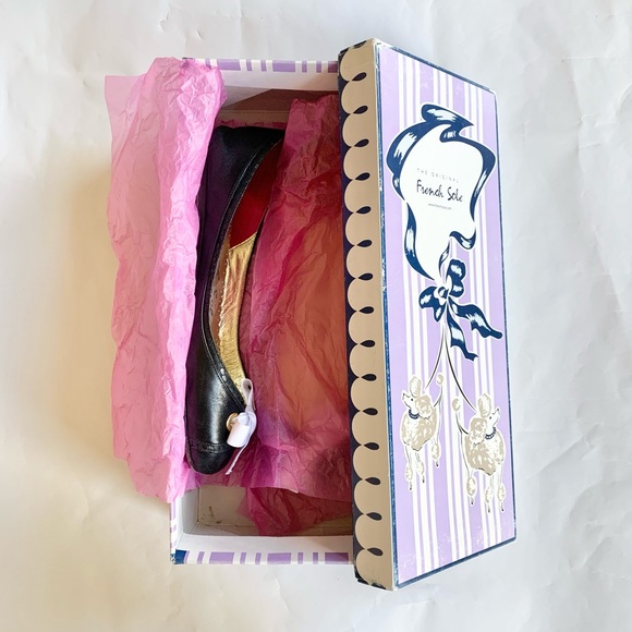 FRENCH SOLE Valentine Black Leather Flats - Picture 6 of 7